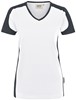 Hakro 190 Women's V-neck shirt Contrast MIKRALINAR® - White/Anthracite - 4XL afbeelding