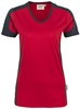 Hakro 190 Women's V-neck shirt Contrast MIKRALINAR® - Red/Anthracite - 3XL afbeelding