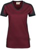 Hakro 190 Women's V-neck shirt Contrast MIKRALINAR® - Burgundy/Anthracite - XL afbeelding