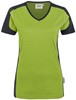 Hakro 190 Women's V-neck shirt Contrast MIKRALINAR® - Kiwi/Anthracite - M afbeelding