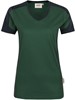 Hakro 190 Women's V-neck shirt Contrast MIKRALINAR® - Fir Green/Anthracite - M afbeelding