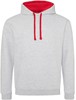 Just JH003 Varsity Hoodie - Heather Grey/Fire Red - M