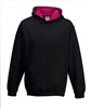 Just JH003K Kids´ Varsity Hoodie - Jet Black/Hot Pink - 3/4 (XS)