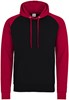 Classic 'Baseball Hoodie' Zwart/Vuurrood Just Hoods - XL