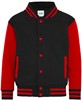 Just JH043K Kids´ Varsity Jacket - Jet Black/Fire Red - 3/4 (XS)