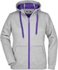 James & Nicholson JN354 Ladies´ Doubleface Jacket - Grey-Heather/Purple - XXL afbeelding