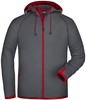James & Nicholson JN571 Men´s Hooded Fleece - Carbon/Red - 3XL afbeelding