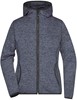 James & Nicholson JN588 Ladies´ Knitted Fleece Hoody - Denim-Melange/Black - XL afbeelding