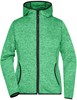 James & Nicholson JN588 Ladies´ Knitted Fleece Hoody - Green-Melange/Black - S afbeelding