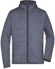 James & Nicholson JN589 Men´s Knitted Fleece Hoody - Denim-Melange/Black - S afbeelding