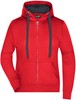 James & Nicholson JN594 Ladies´ Hooded Jacket - Red/Carbon - XXL afbeelding