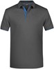 James & Nicholson JN728 Men´s Polo Stripe - Graphite-(Solid)/Aqua - 3XL afbeelding