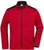 James & Nicholson JN862 Men´s Knitted Workwear Fleece Jacket -STRONG- - Red-Melange/Black - XS afbeelding