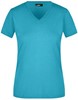 James & Nicholson JN972 Ladies´ Slim Fit V-T - Caribbean-Blue - XL afbeelding