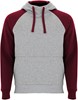 Roly RY1058 Badet Hooded Sweatshirt - Heather Grey 58/Garnet Red 57 - XXL afbeelding